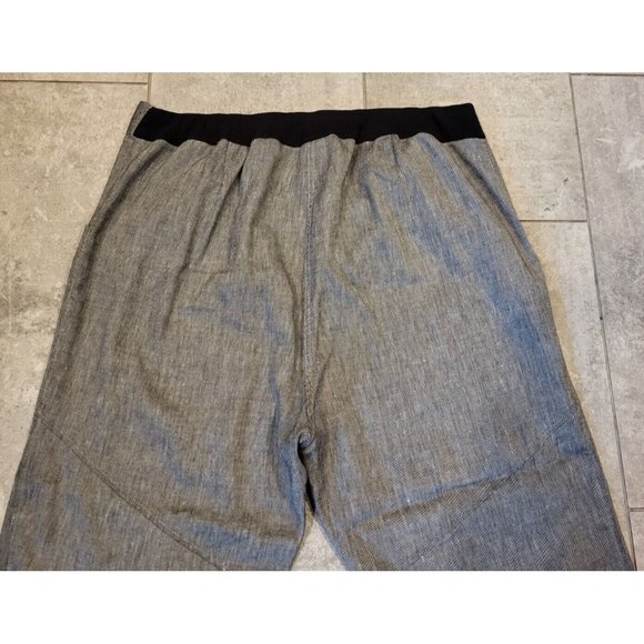 Soft Surroundings Wide Leg Linen Bld Ankle Pant Heathered Black Size 2X Pockets - Picture 4 of 6